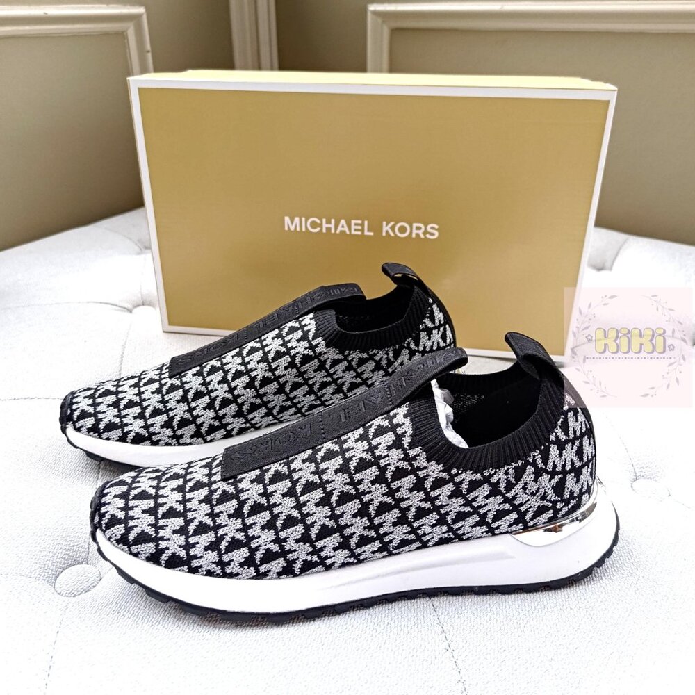 Michael Kors Bodie Metallic Logo Knit Slip-On Sneaker Black size 7 - Picture 3 of 12
